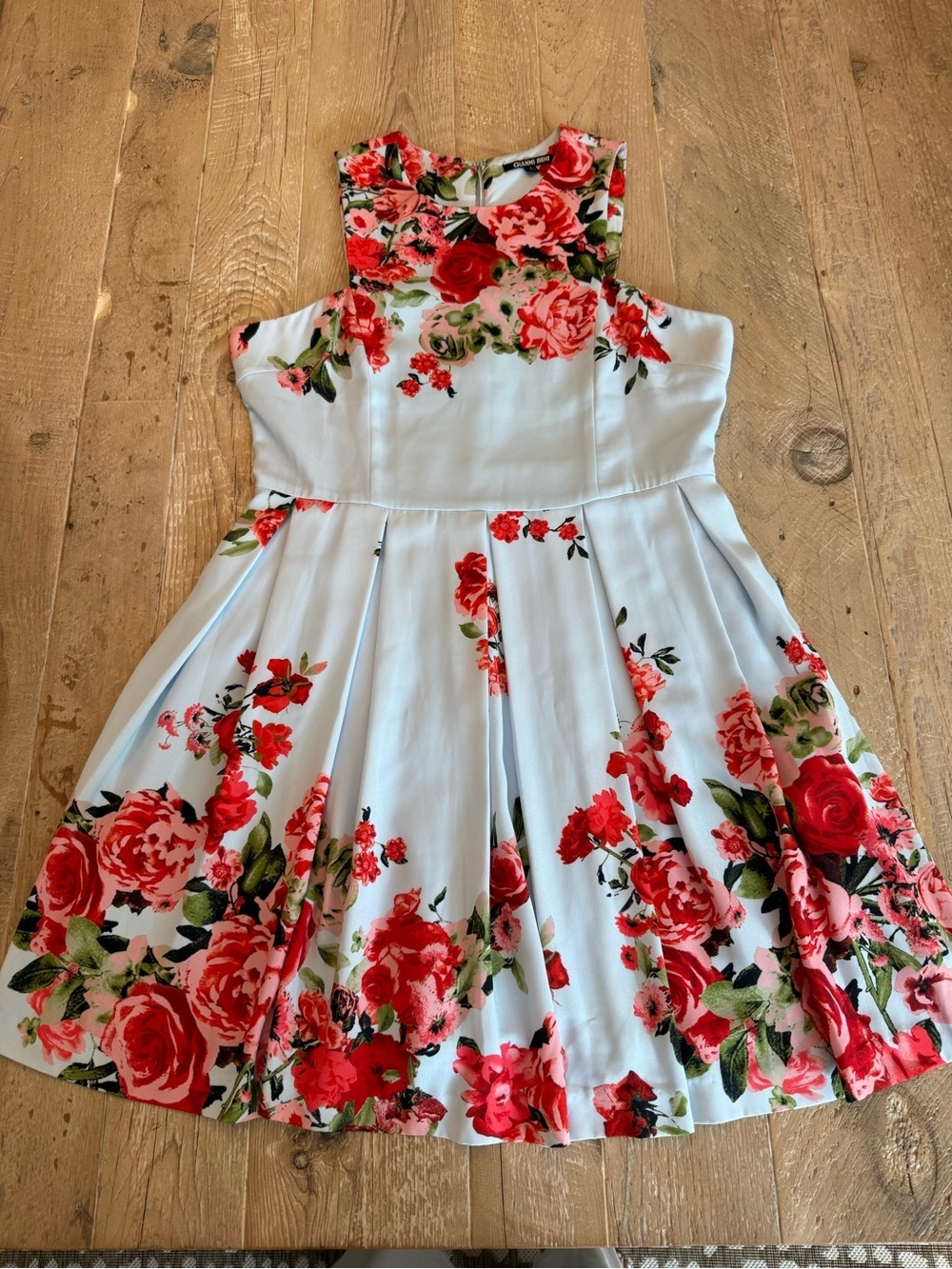 Gianni Bini White Floral Mini Dress with Red Roses S